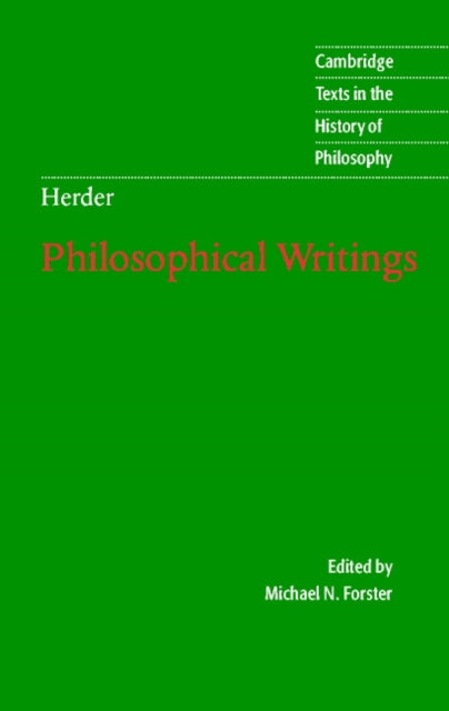 Book cover of: Herder: Philosophical Writings. By: Johann Gottfried Herder