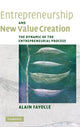 Book cover of: Entrepreneurship and New Value Creation. By: Alain Fayolle