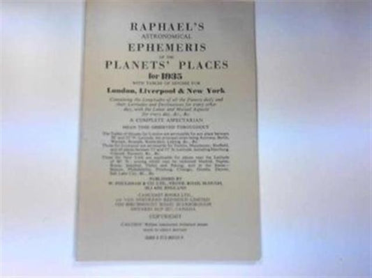 Book cover of: Raphael's Astronomical Ephemeris. By: Edwin Raphael