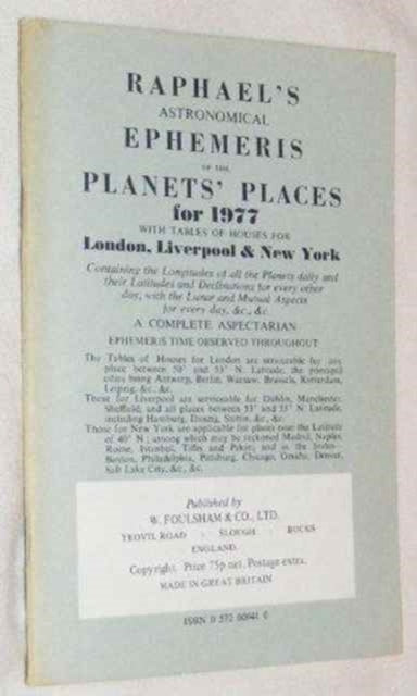 Book cover of: Raphael's Astronomical Ephemeris. By: Edwin Raphael
