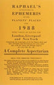 Book cover of: Raphael's Astronomical Ephemeris of the Planets' Places