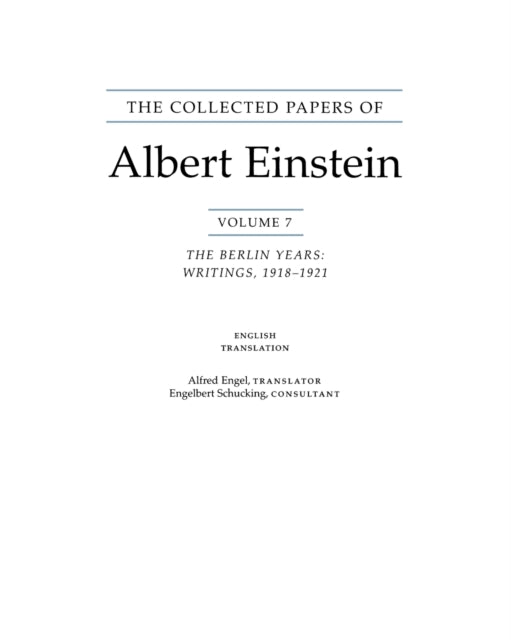 Book cover of: Collected Papers of Albert Einstein, Volume 7 (English). By: Albert Einstein