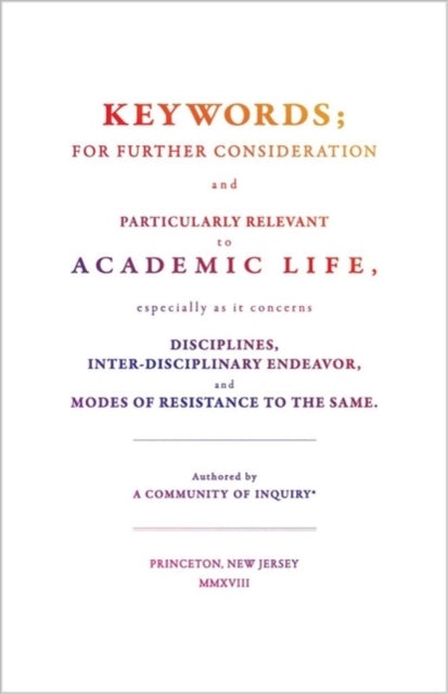 Book cover of: Keywords;. By: Community of Inquiry Staff
