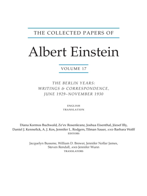 Book cover of: Collected Papers of Albert Einstein, Volume 17 (Translation Supplement). By: Albert Einstein