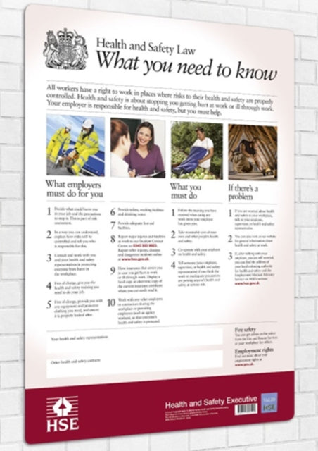 Book cover of: Health and safety law: what you need to know (A2 poster) (standard)
