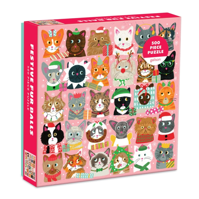 Book cover of: Festive Furballs 500 Piece Puzzle. By: GALISON