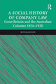 Book cover of: Social History of Company Law. By: Rob McQueen