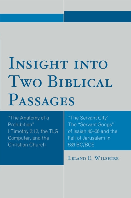 Book cover of: Insight into Two Biblical Passages
