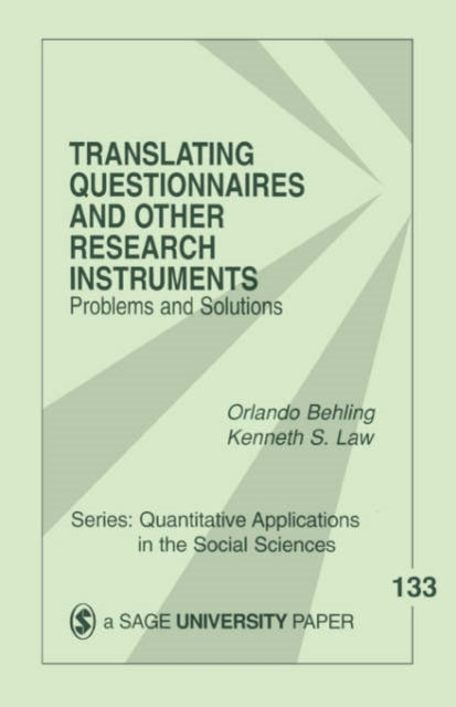 Book cover of: Translating Questionnaires and Other Research Instruments. By: Orlando Behling