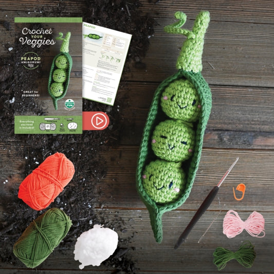 Book cover of: Crochet Your Veggies Amigurumi Kit Peapod