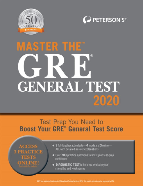 Book cover of: Master the GRE General Test 2020. By: Peterson's