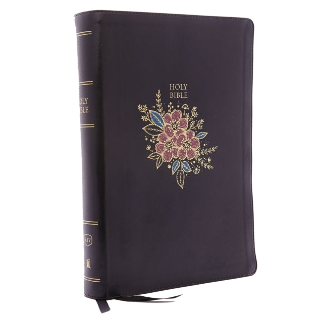 Book cover of: KJV Holy Bible: Super Giant Print with 43,000 Cross References, Deluxe Black Floral Leathersoft, Red Letter, Comfort Print: King James Version. By: Thomas Thomas Nelson