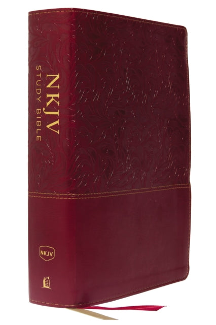Book cover of: NKJV Study Bible, Leathersoft, Red, Full-Color, Thumb Indexed, Comfort Print. By: Thomas Thomas Nelson
