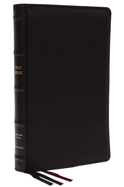 Book cover of: KJV Holy Bible: Large Print Thinline, Black Goatskin Leather, Premier collection, Red Letter, Comfort Print: King James Version. By: Zondervan Publishing Company