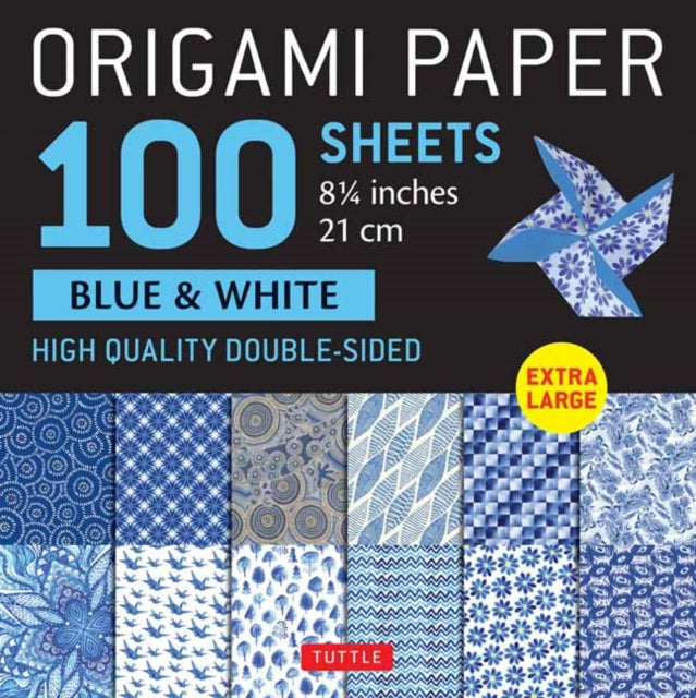 Book cover of: Origami Paper 100 sheets Blue & White 8 1/4" (21 cm). By: Tuttle Tuttle Studio