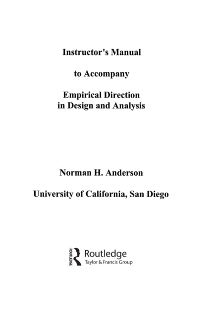 Book cover of: Empirical Direction in Design and Analysis. By: Norman Anderson