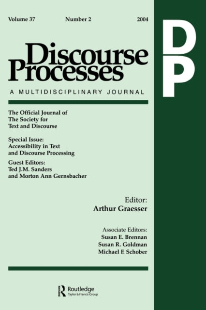 Book cover of: Accessibility in Text and Discourse Processing