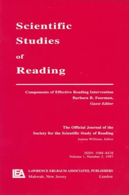 Book cover of: Components of Effective Reading Intervention. By: Barbara R. Foorman