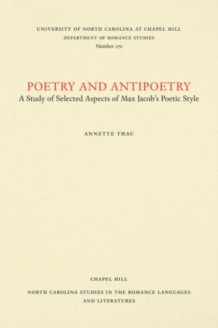 Book cover of: Poetry and Antipoetry. By: Annette Thau