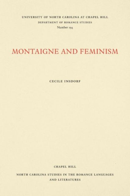 Book cover of: Montaigne and Feminism