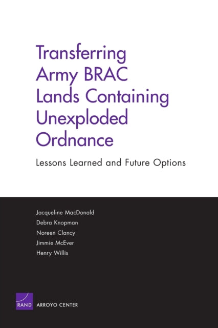 Book cover of: Transferring Army BRAC Lands Containing Unexploded Ordnance. By: Jacqueline MacDonald