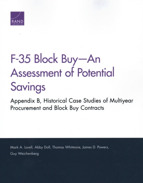 Book cover of: F-35 Block Buy-An Assessment of Potential Savings. By: Mark A. Lorell
