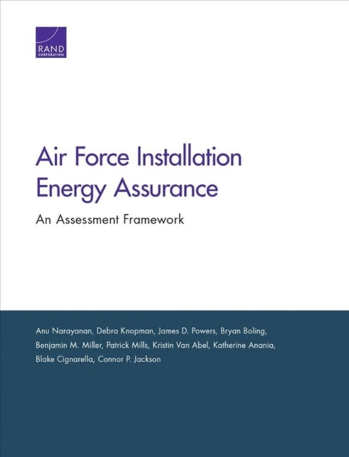 Book cover of: Air Force Installation Energy Assurance. By: Anu Narayanan