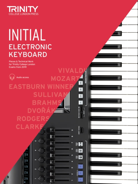 Book cover of: Trinity College London Electronic Keyboard Exam Pieces & Technical Work From 2019: Initial Grade. By: Trinity College London Press