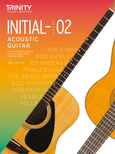 Book cover of: Trinity College London Acoustic Guitar Exam Pieces From 2020: Initial–Grade 2. By: Trinity College London