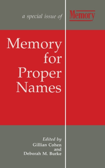 Book cover of: Memory for Proper Names. By: Alison k.cohen