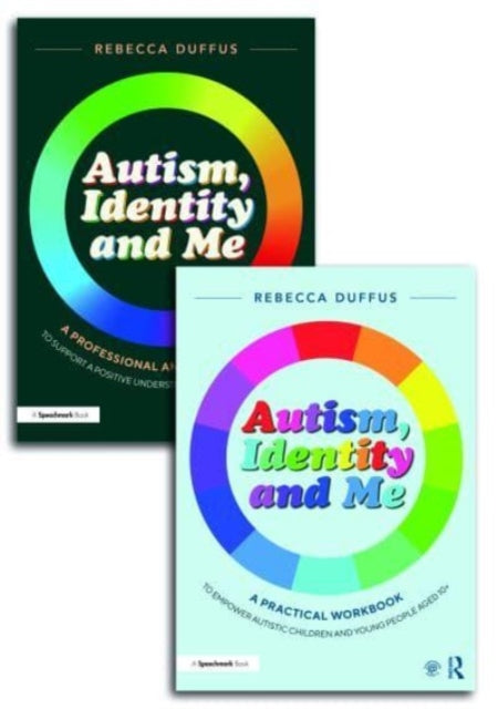 Book cover of: Autism, Identity and Me: A Practical Workbook and Professional Guide to Empower Autistic Children and Young People Aged 10+. By: Rebecca Duffus