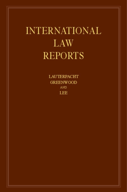 Book cover of: International Law Reports: Volume 162. By: Elihu Lauterpacht