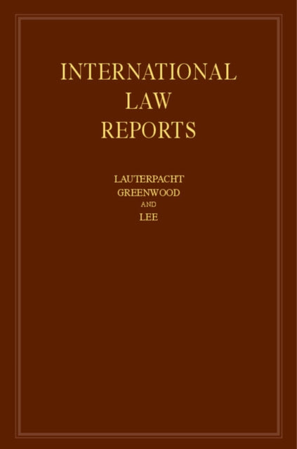 Book cover of: International Law Reports: Volume 168. By: Elihu Lauterpacht