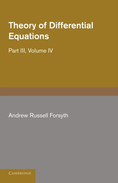 Book cover of: Theory of Differential Equations. By: Andrew Russell Forsyth