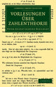 Book cover of: Vorlesungen uber Zahlentheorie. By: Peter Gustav Lejeune-Dirichlet