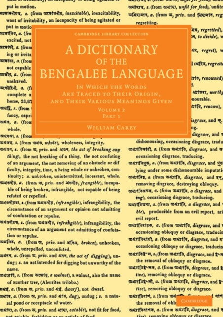 Book cover of: Dictionary of the Bengalee Language. By: William Carey