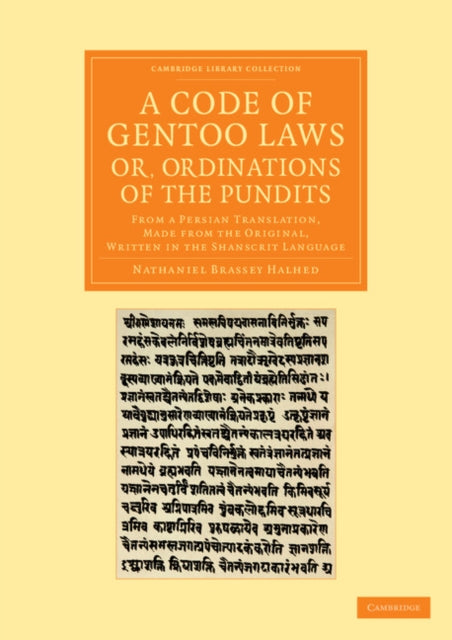 Book cover of: Code of Gentoo Laws; or, Ordinations of the Pundits. By: Nathaniel Brassey Halhed