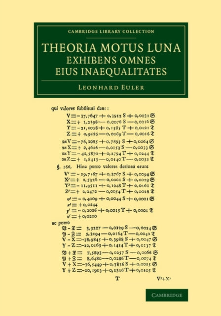 Book cover of: Theoria motus lunae exhibens omnes eius inaequalitates. By: Leonhard Euler
