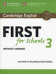 Book cover of: Cambridge English First for Schools 3 Student's Book without Answers