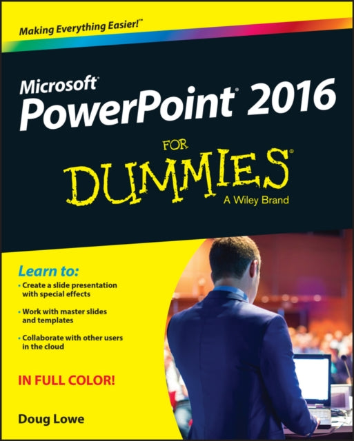 Book cover of: PowerPoint 2016 For Dummies. By: Doug Lowe
