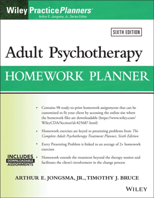 Book cover of: Adult Psychotherapy Homework Planner. By: Arthur E., Jr Jongsma