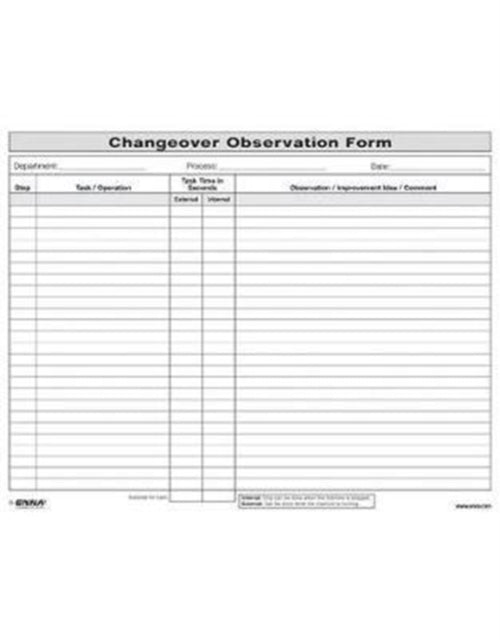 Book cover of: Quick Changeover: Observation Form. By: Enna