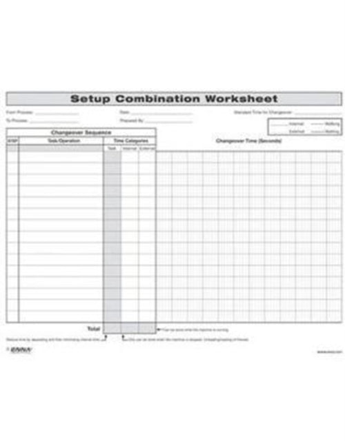 Book cover of: Quick Changeover: Setup Combination Worksheet. By: Enna