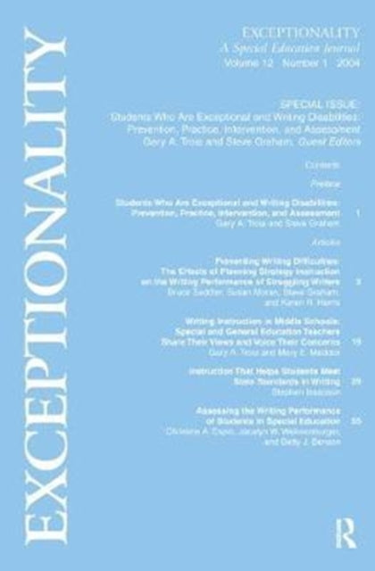 Book cover of: Students Who Are Exceptional and Writing Disabilities. By: Gary A. Troia