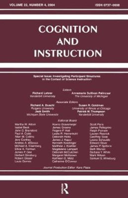 Book cover of: Investigating Participant Structures in the Context of Science Instruction. By: Richard Lehrer