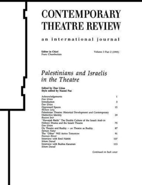 Book cover of: Palestinians and Israelis in the Theatre. By: Dan Urian