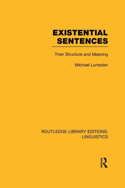 Book cover of: Existential Sentences. By: Michael Lumsden