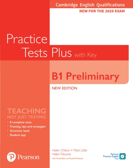 Book cover of: Cambridge English Qualifications: B1 Preliminary Practice Tests Plus with key. By: Helen Chilton