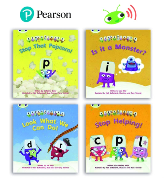 Book cover of: Learn to Read at Home with Bug Club Phonics Alphablocks: Phase 3/4 - Reception term 2 and 3 (4 fiction books) Pack B. By: Harris, Caroline