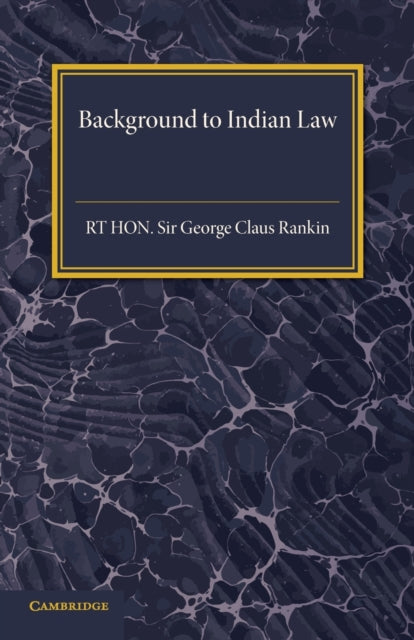 Book cover of: Background to Indian Law. By: Sir George Claus Rankin
